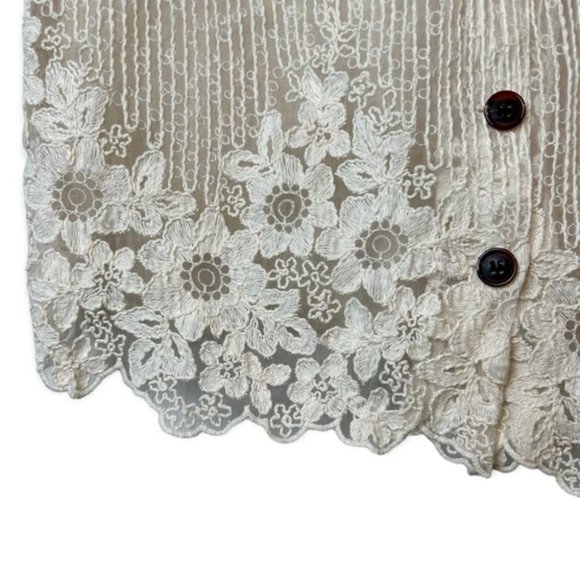 ZARA Cottage Core Linen & Lace Button Down Vest - Picture 4 of 4